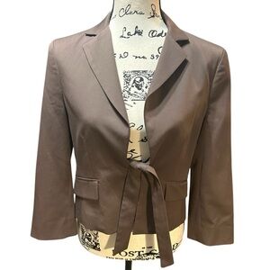 BCBGMaxAzria Cropped Open Tie Front Blazer Copper Brown Sz Medium